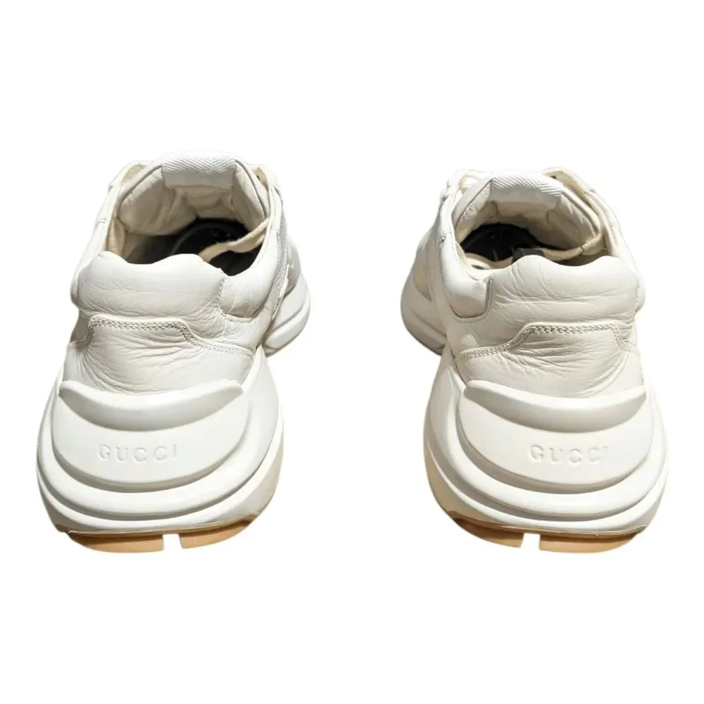 GUCCI Calfskin Interlocking G Heart Rhyton Sneakers Size 8